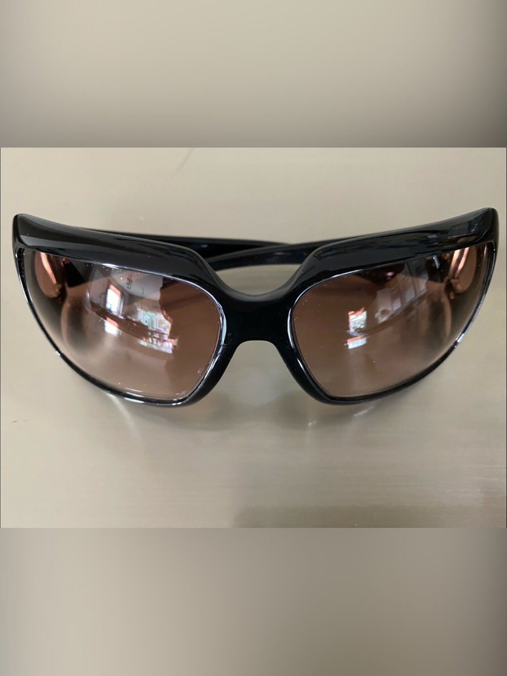 Gucci Black Frame Brown Gradient Lens Wrap Sunglasses